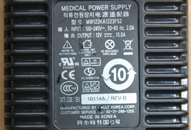 Ault Korea MW122KA1223F52 Medical Power Supply 12V 10A 8 Pin 